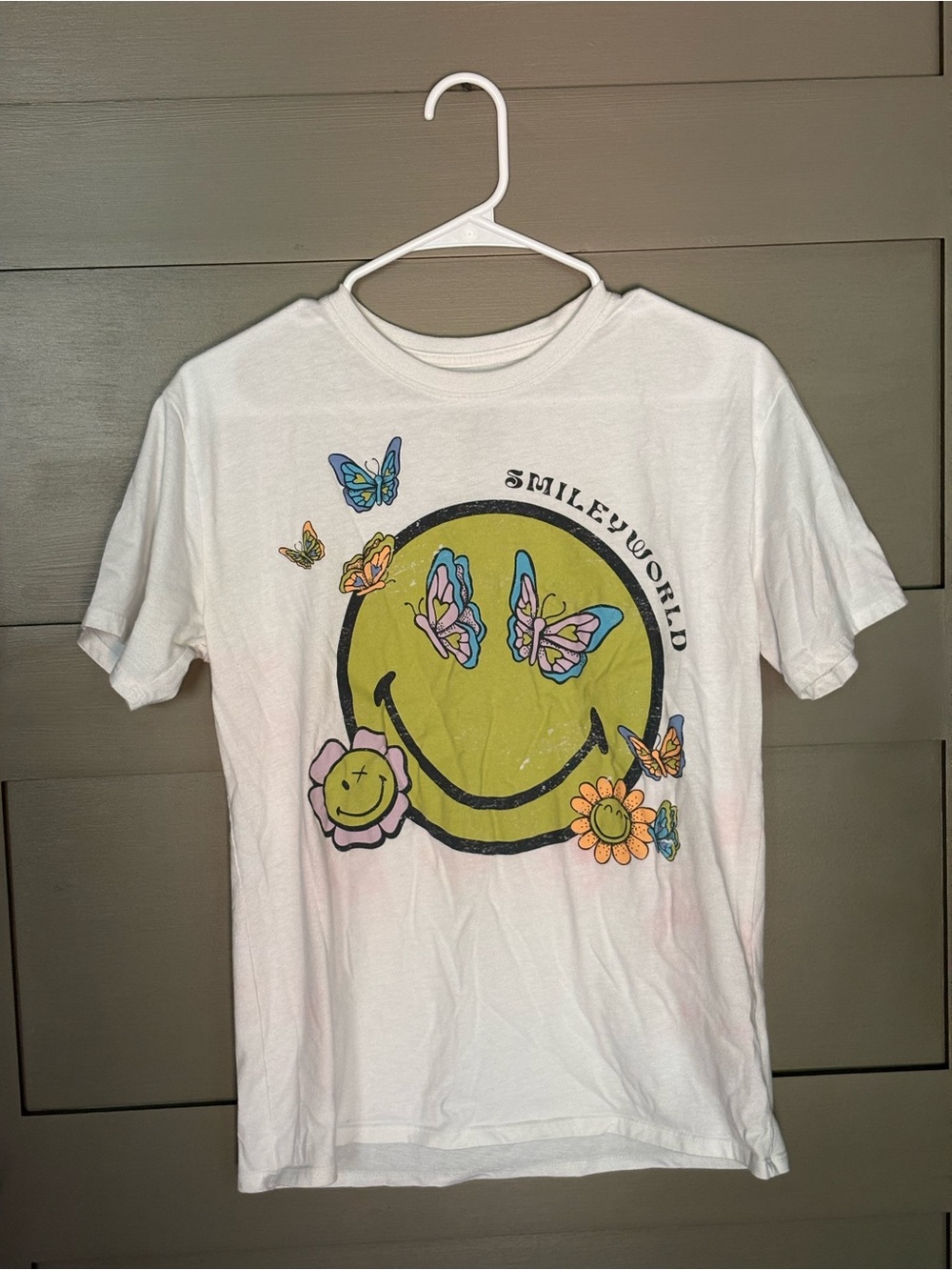 Zara SmileyWorld White Kids Short Sleeve Graphic Tee with Yellow Smiley
